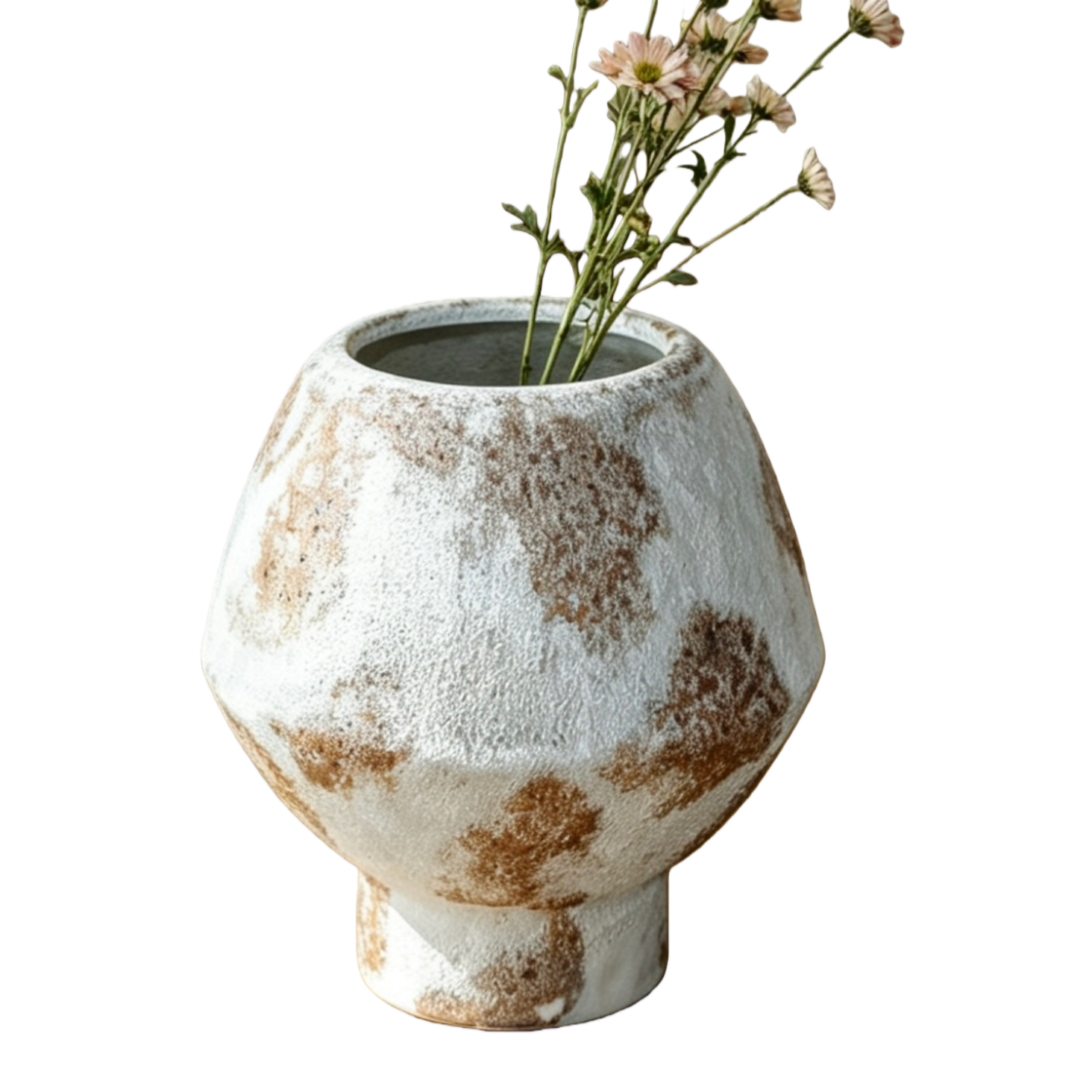 斑驳白釉陶罐插花摆件手工陶瓷花器北欧风家居装饰 Item Picture