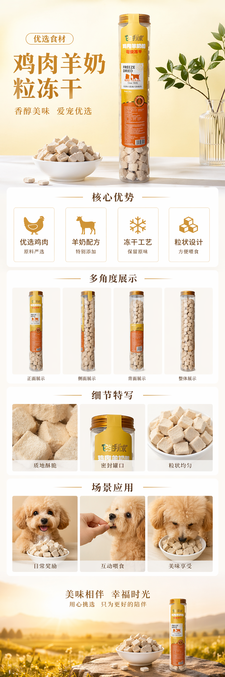 它生所求透明圆柱罐装鸡肉羊奶粒冻干零食100g浅褐立方颗粒 pic 1
