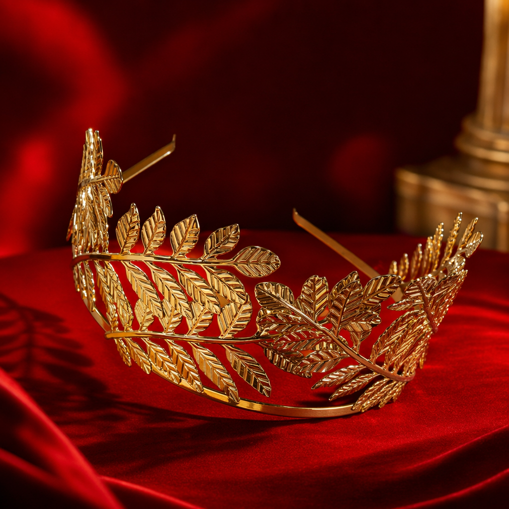 Golden leaf-shaped headwear and artificial plant hair accessory for the bride's wedding Specification image