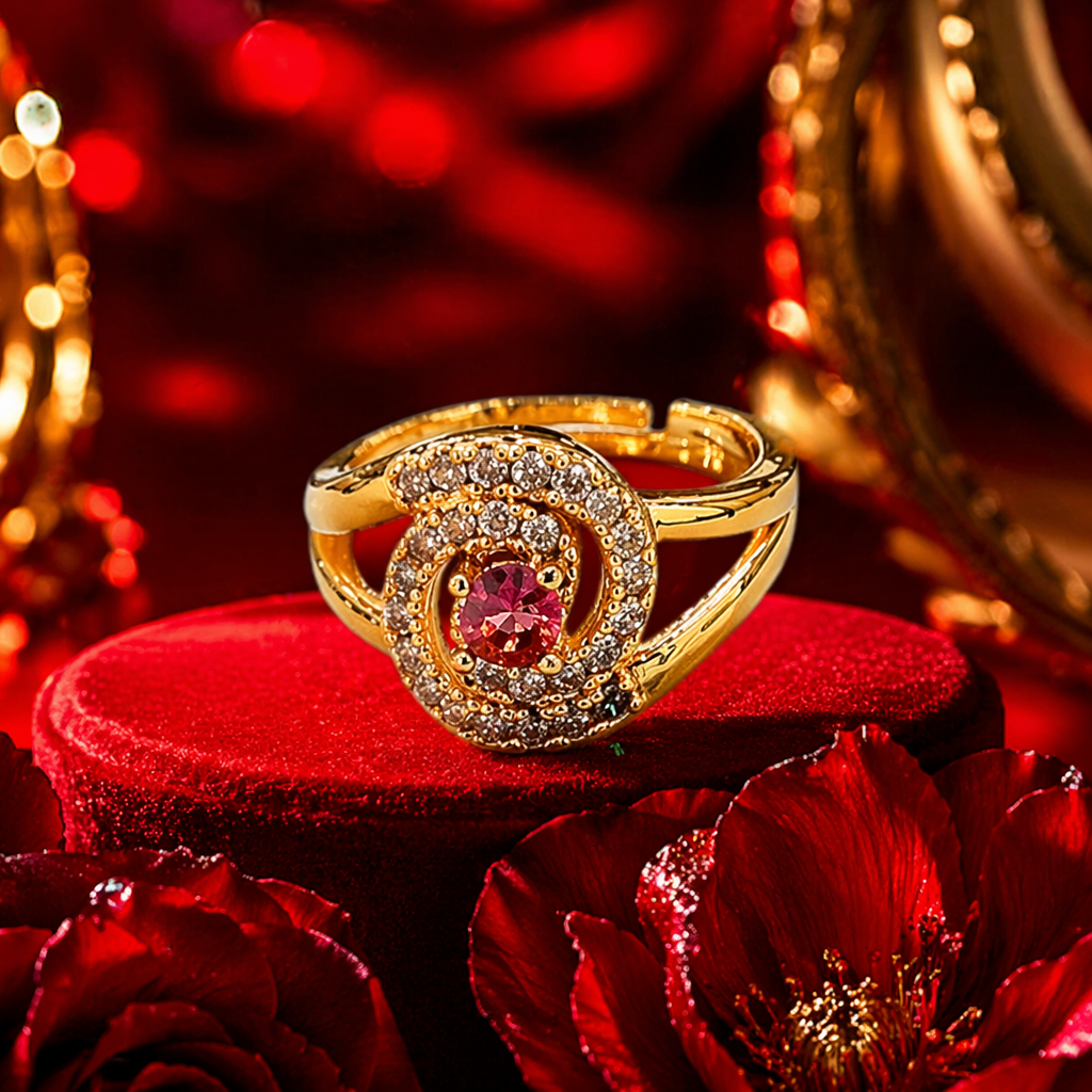 Golden spiral zircon diamond ring, a fashionable, simple and versatile ring for women Specification image