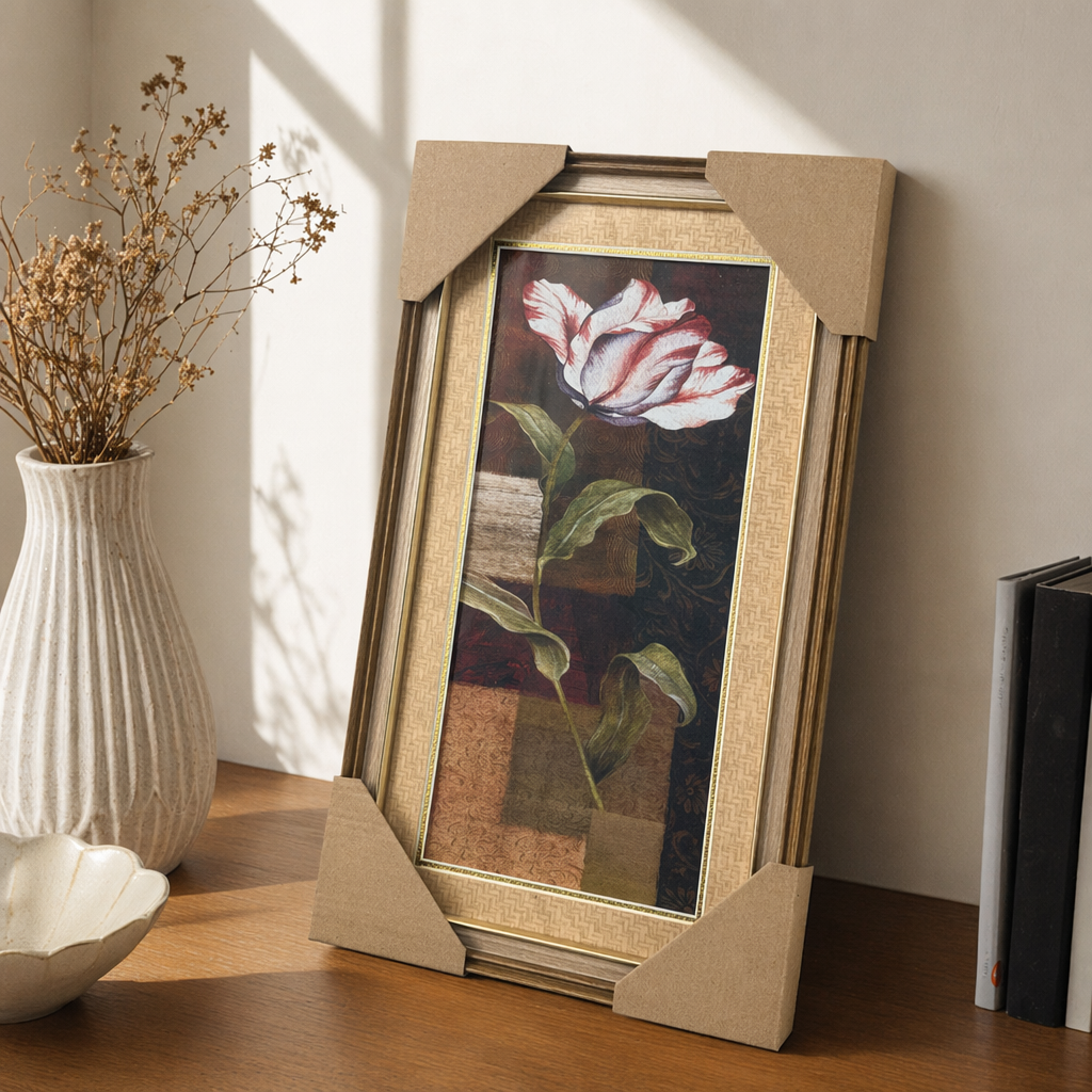 Wooden photo frames, red and white tulip flower paintings, decorative paintings, living room and bedroom hanging paintings, wooden photo frames, magnetic photo frames, mini photo frames, aluminum alloy photo frames details Picture