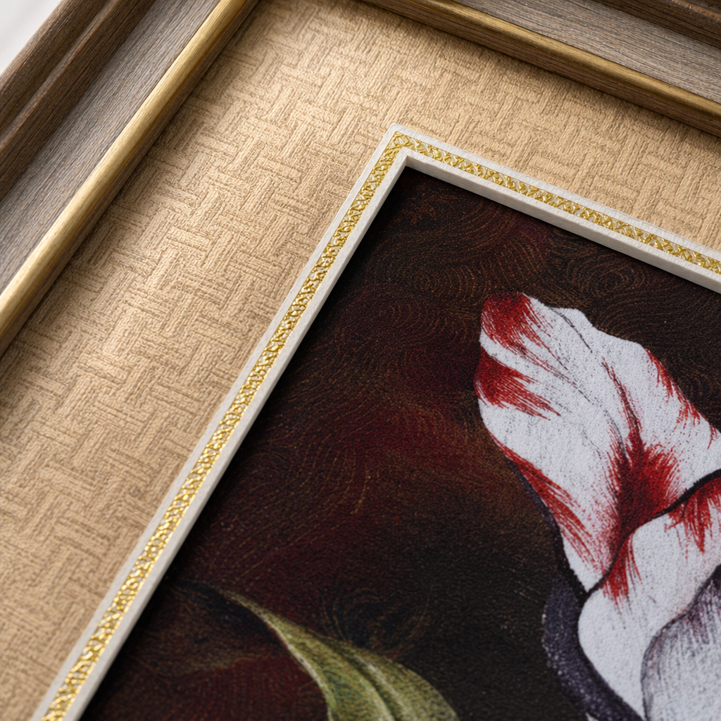 Wooden photo frames, red and white tulip flower paintings, decorative paintings, living room and bedroom hanging paintings, wooden photo frames, magnetic photo frames, mini photo frames, aluminum alloy photo frames Application Scenario