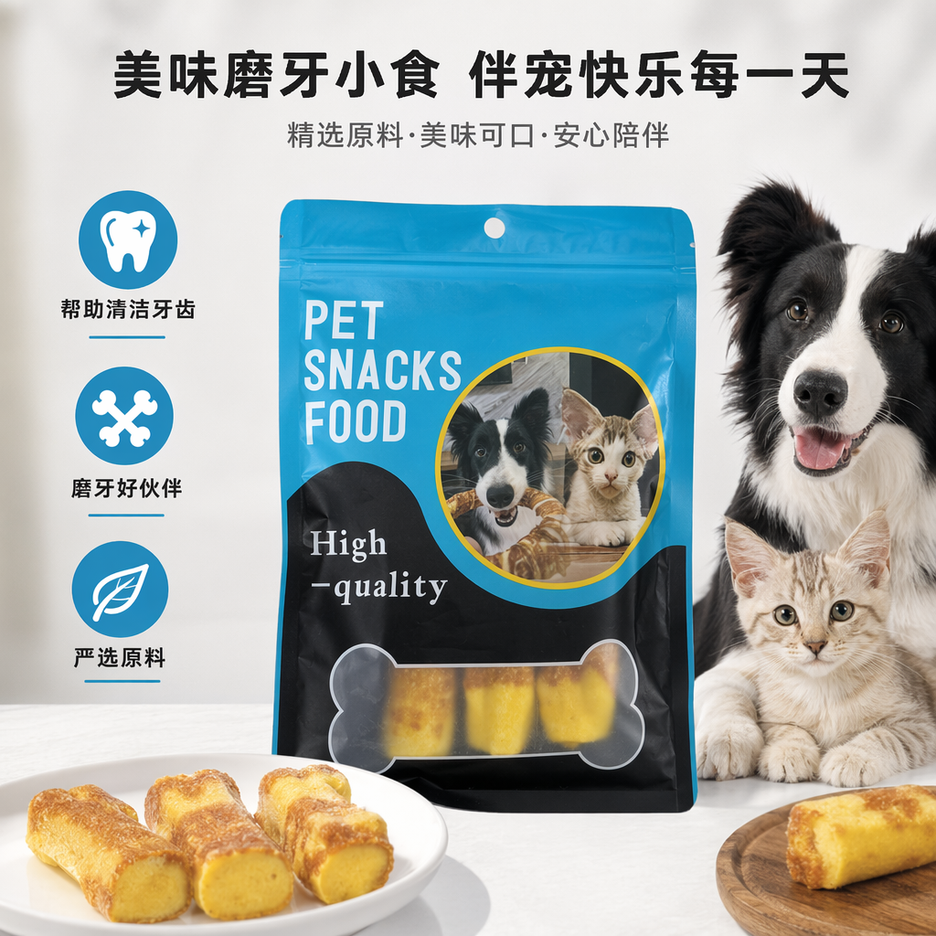 蓝色包装袋宠物零食鸡肉干狗狗猫猫磨牙零食