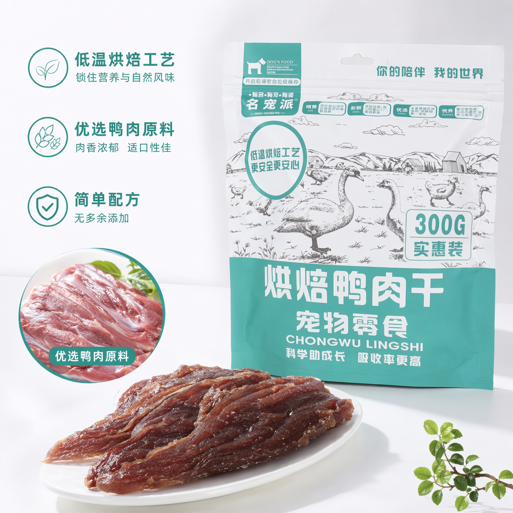 青绿色包装袋宠物零食鸡肉干鸭肉条猫狗通用