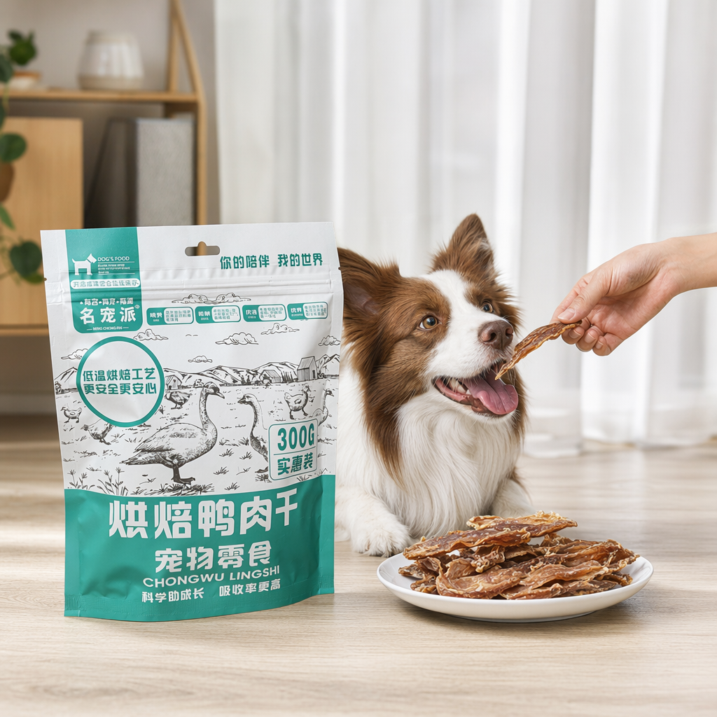 青绿色包装袋宠物零食鸡肉干鸭肉条猫狗通用 details Picture