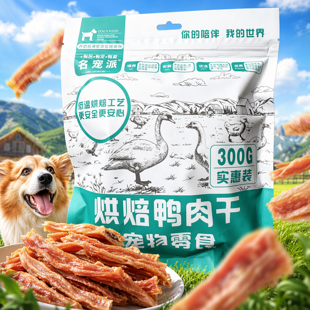 青绿色包装袋宠物零食鸡肉干鸭肉条猫狗通用 Specification image