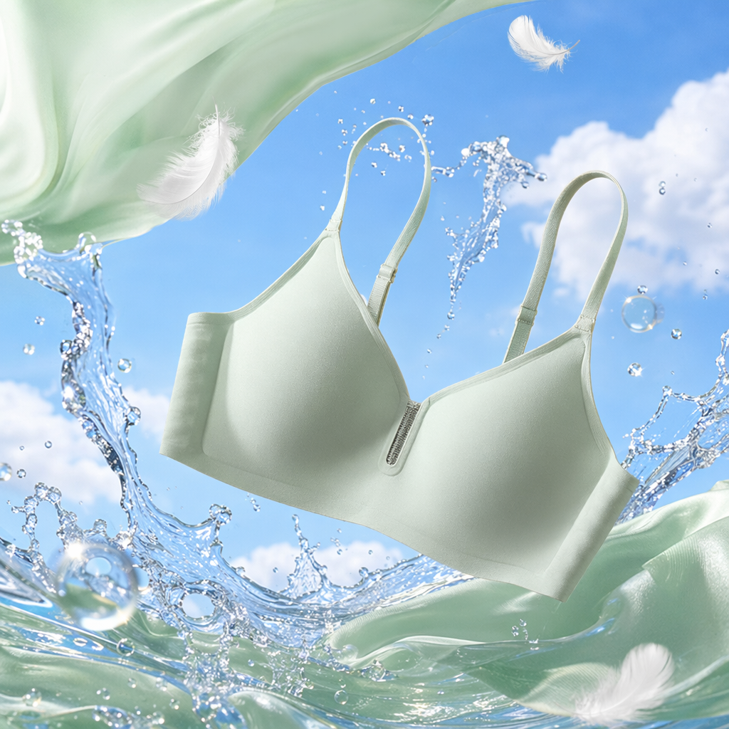 浅绿色无钢圈文胸细节图