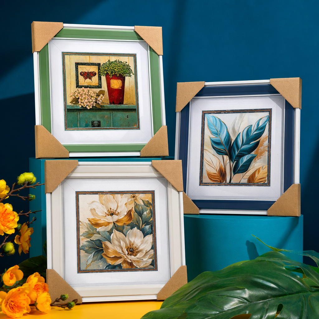 Blue, green and brown leaf-themed decorative paintings, living room and bedroom hanging paintings, artistic abstract leaf paintings Specification image