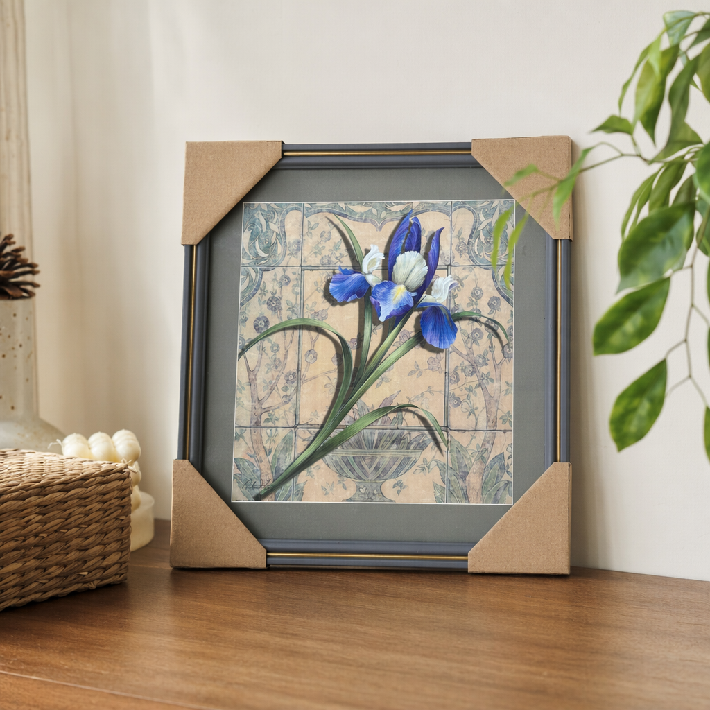 Blue iris oil painting decoration, living room and bedroom hanging art painting details Picture