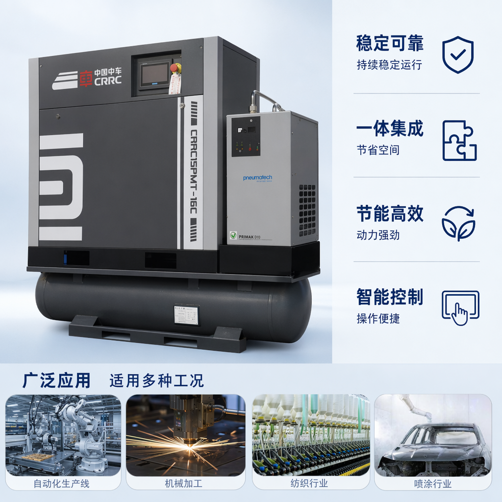 灰色工业用空压机静音节能型单相220V 50Hz