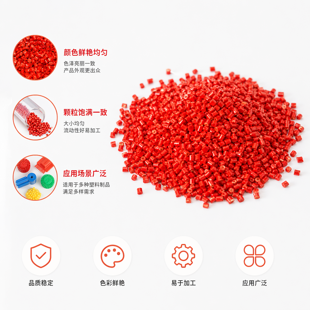 Red granular plastic particles, industrial-grade PPPE raw material, general-purpose injection molding filler
