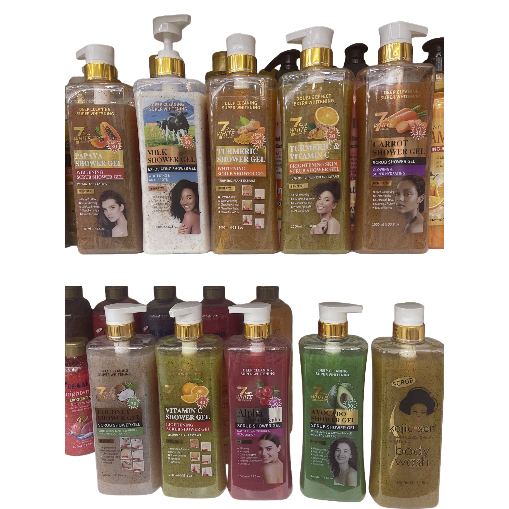 WWWW Phower Gel عبوة مضخة ذهبية بمضخة بمضخات رملية ملونة قدرها 1000ML Item Picture