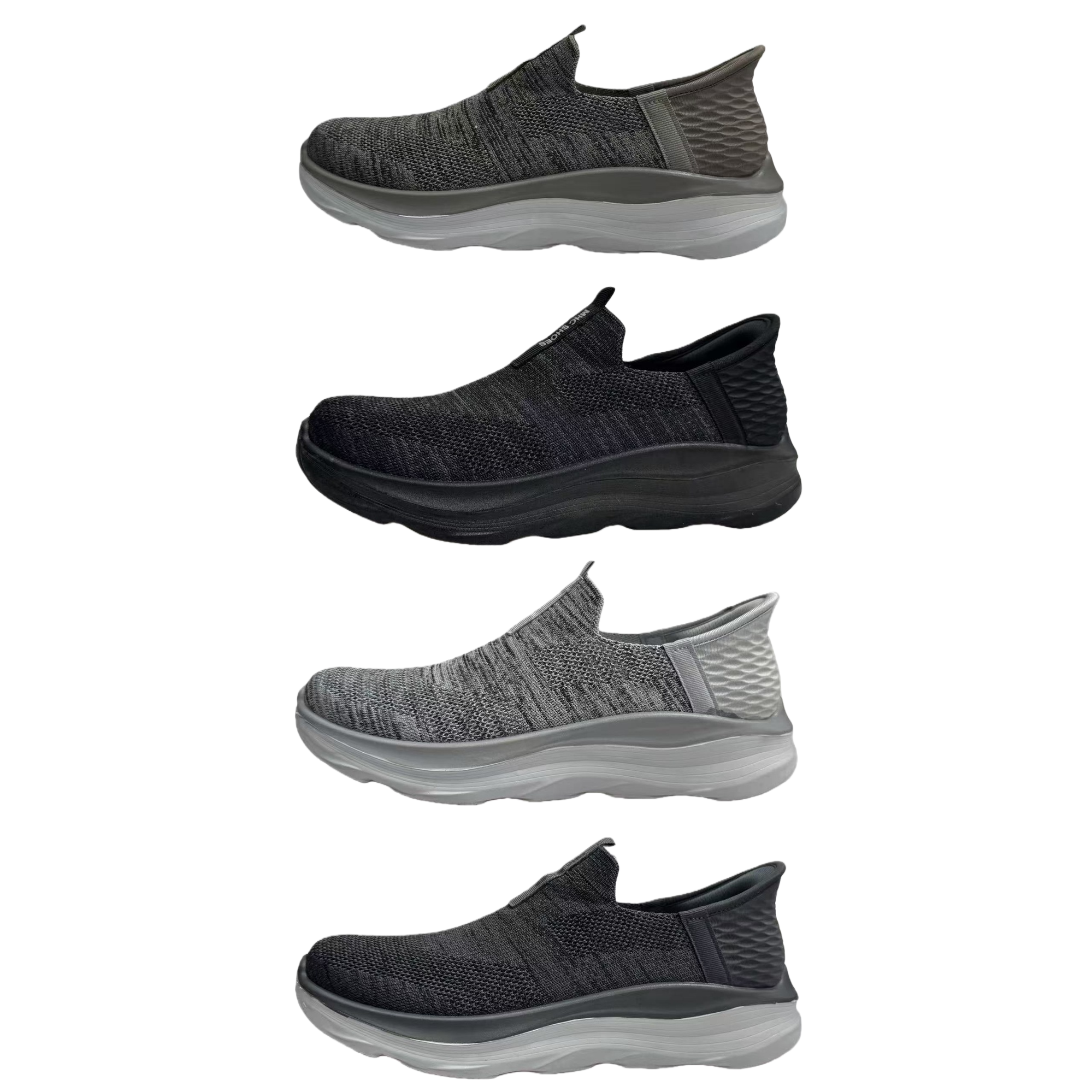Grey knitted casual shoes are versatile, lightweight and breathable sports shoes for both men and women Item Picture