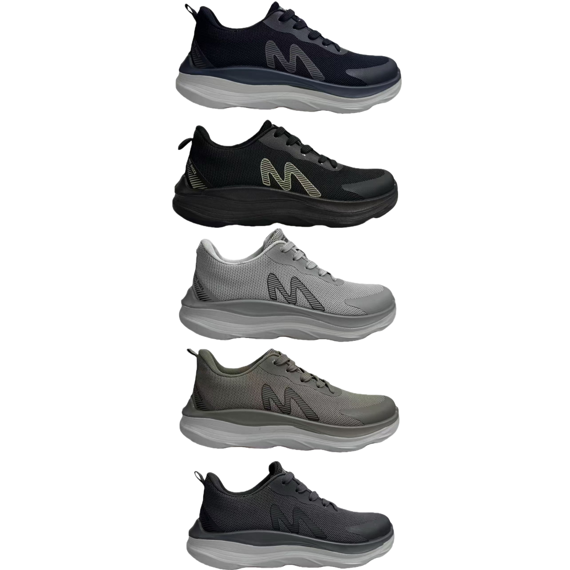 Black, grey, dark grey and military green mesh sports shoes, breathable and lightweight, unisplendour Item Picture