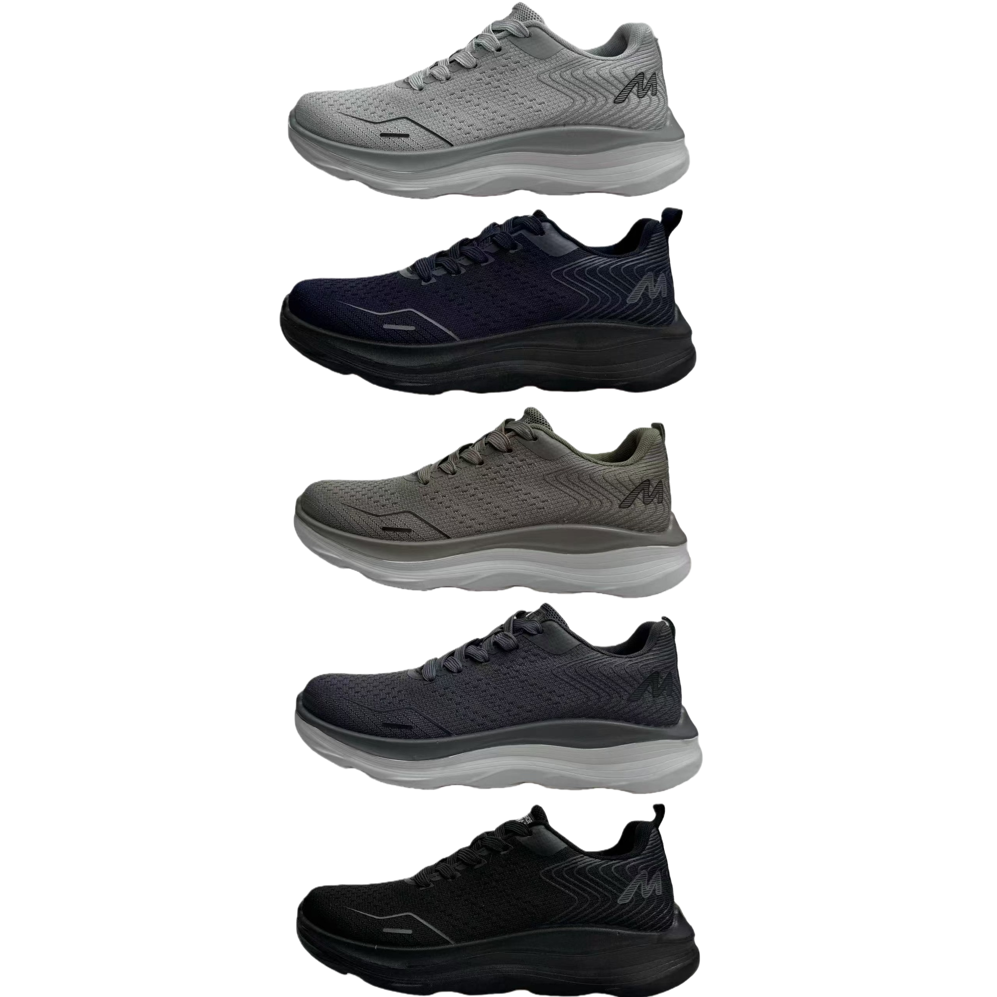 Grey, dark blue, military green, dark grey, black sports shoes for both men and women, breathable and lightweight Item Picture