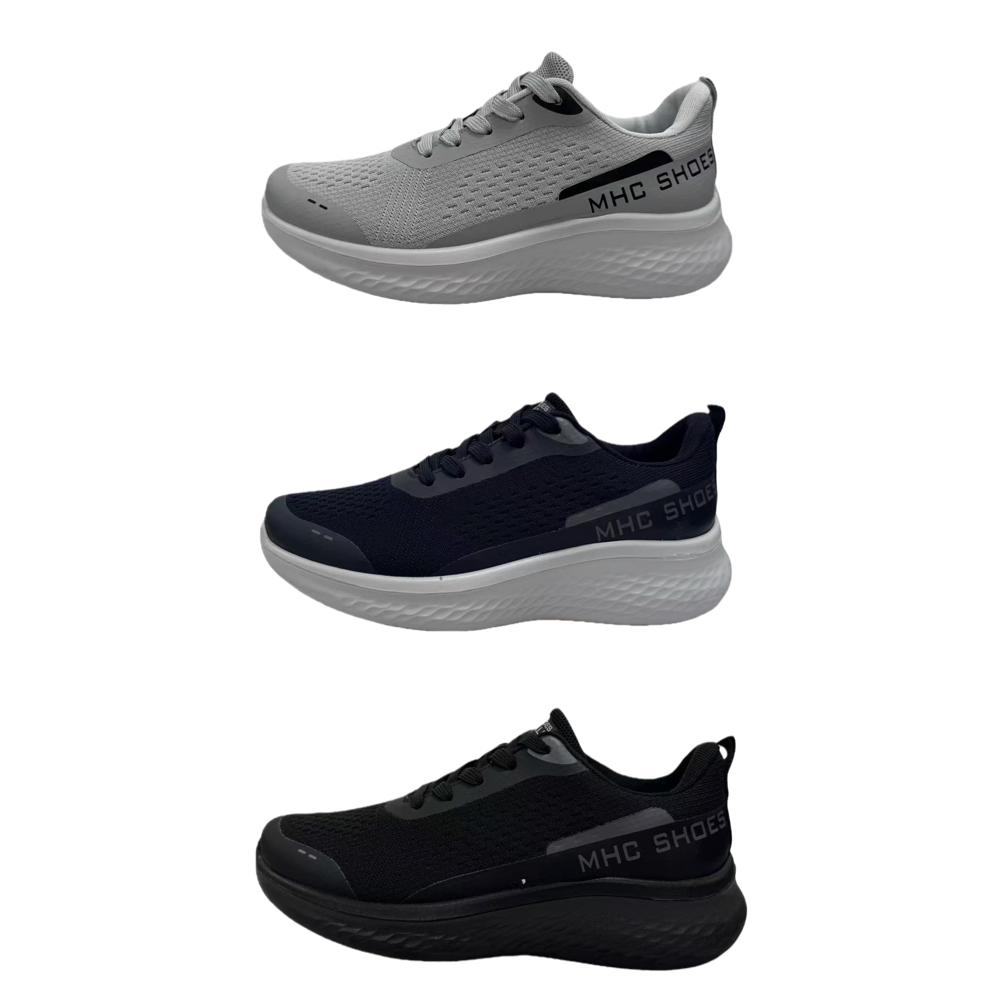 All-black grey and black sports shoes for both men and women, versatile casual running shoes Item Picture
