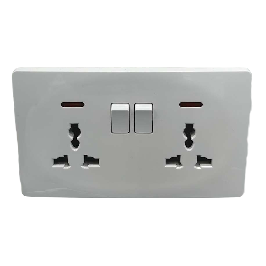 T5/T6 white dual 13A multi-functional wall socket, suitable for both exposed and concealed household use, exclusively for export Item Picture