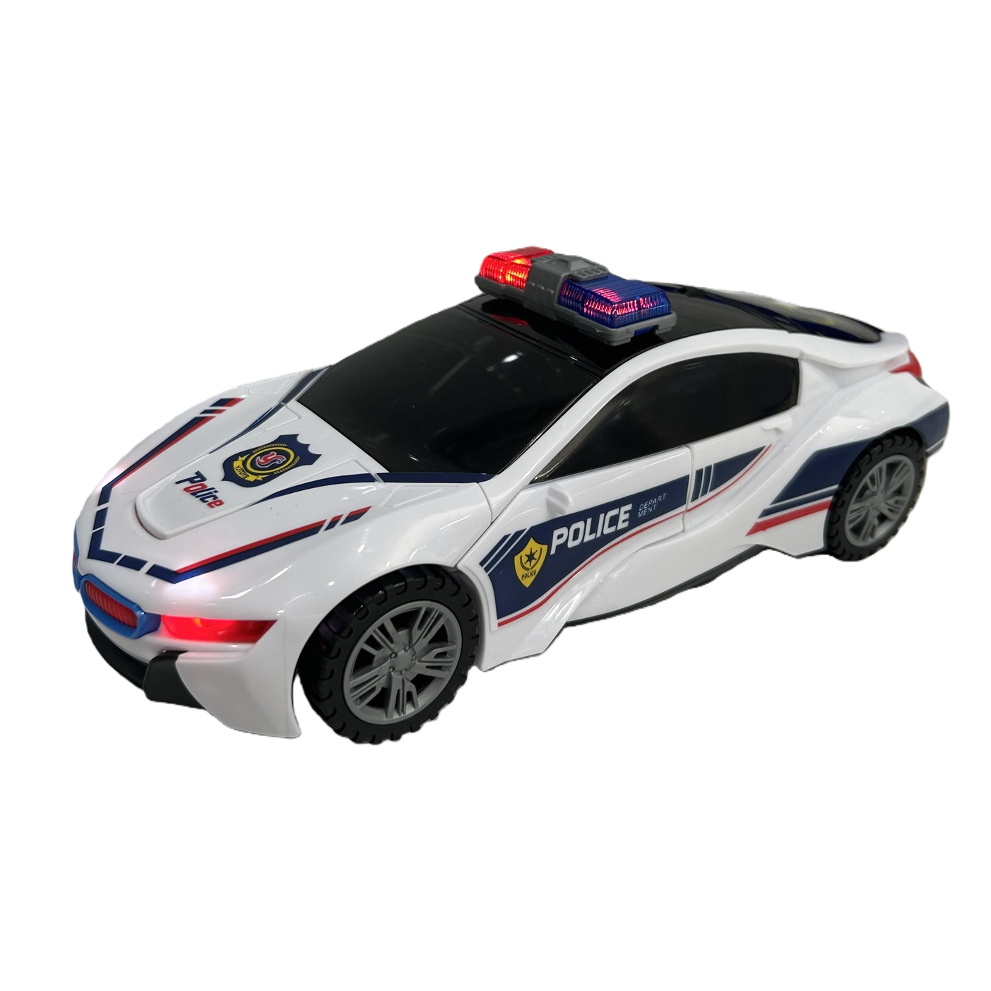 The white police car toy children's educational simulation model car can emit sound and light Item Picture