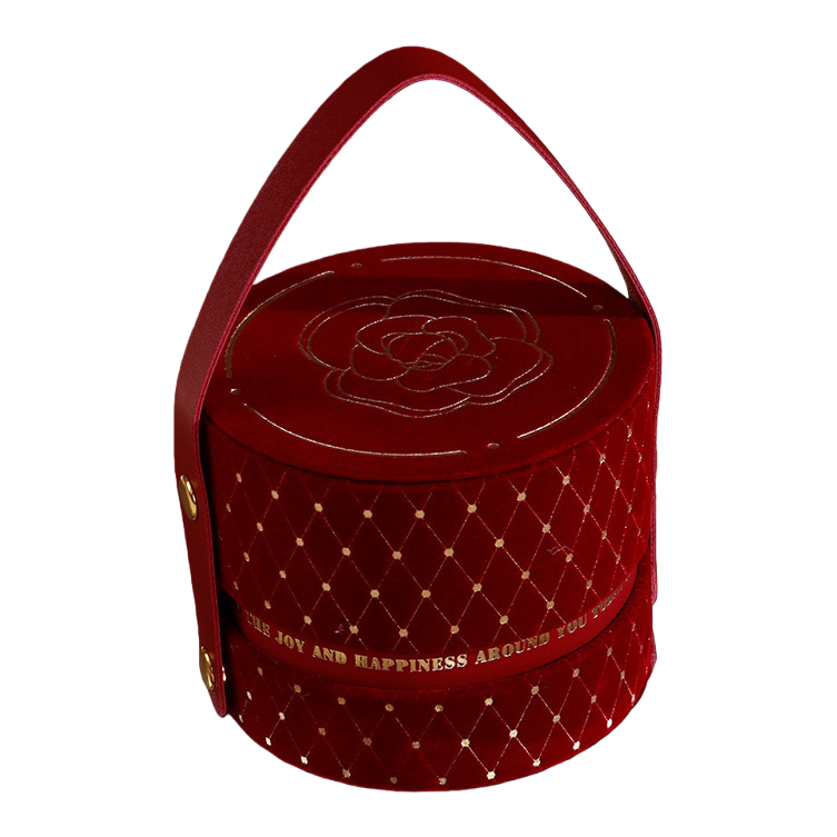 Red velvet hand-held gift box, high-end and elegant festival gift packaging box Item Picture