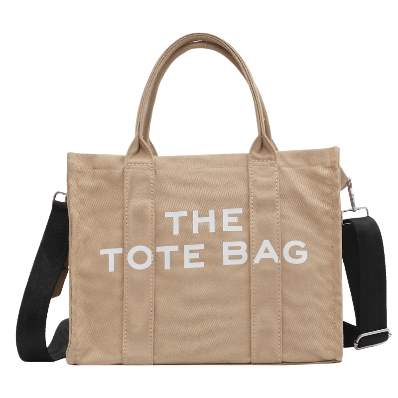 حقيبة قماش توت البيج مع حزام أسود قابل للفكّك مع شريط أبيض ل TTTBAG Item Picture