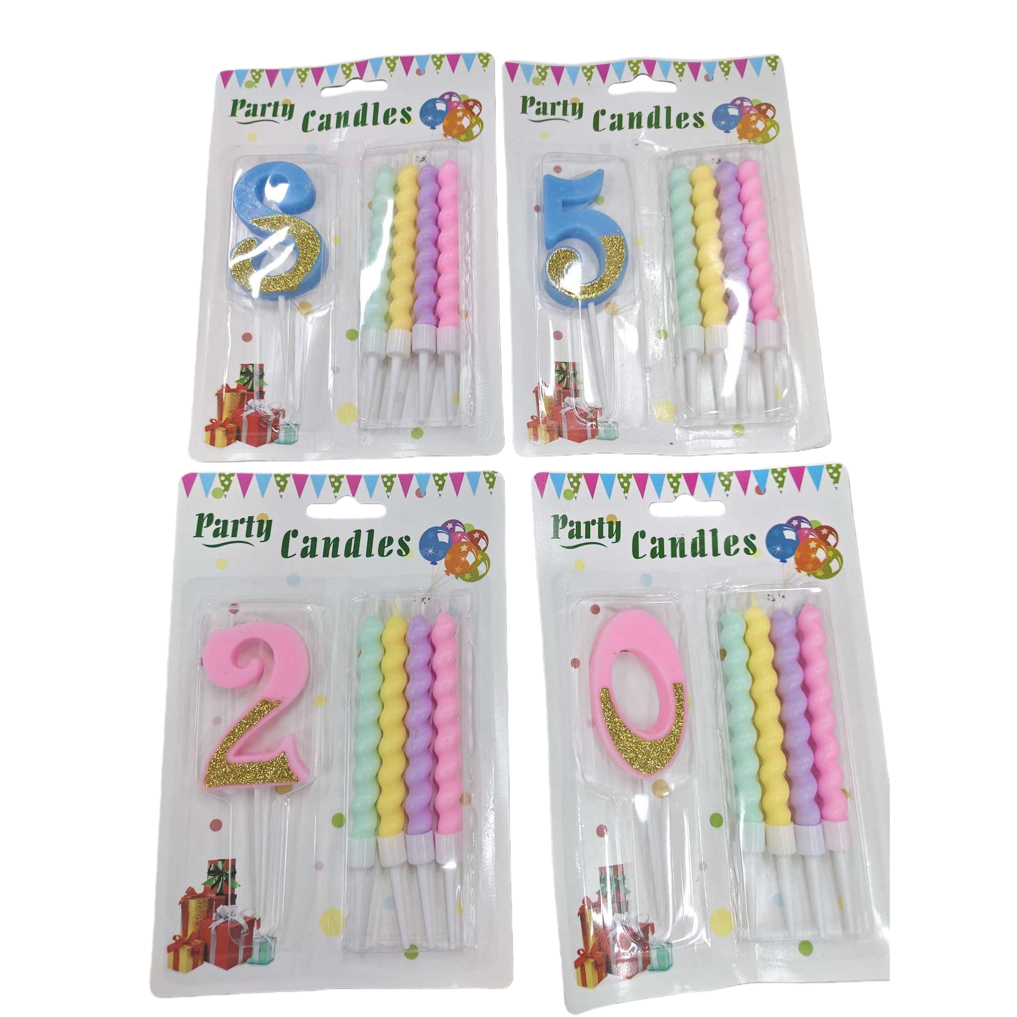 مجموعة الشموع الرقمية الملونة مع الشموع الحلزونية المزينة في عيد الميلاد Item Picture