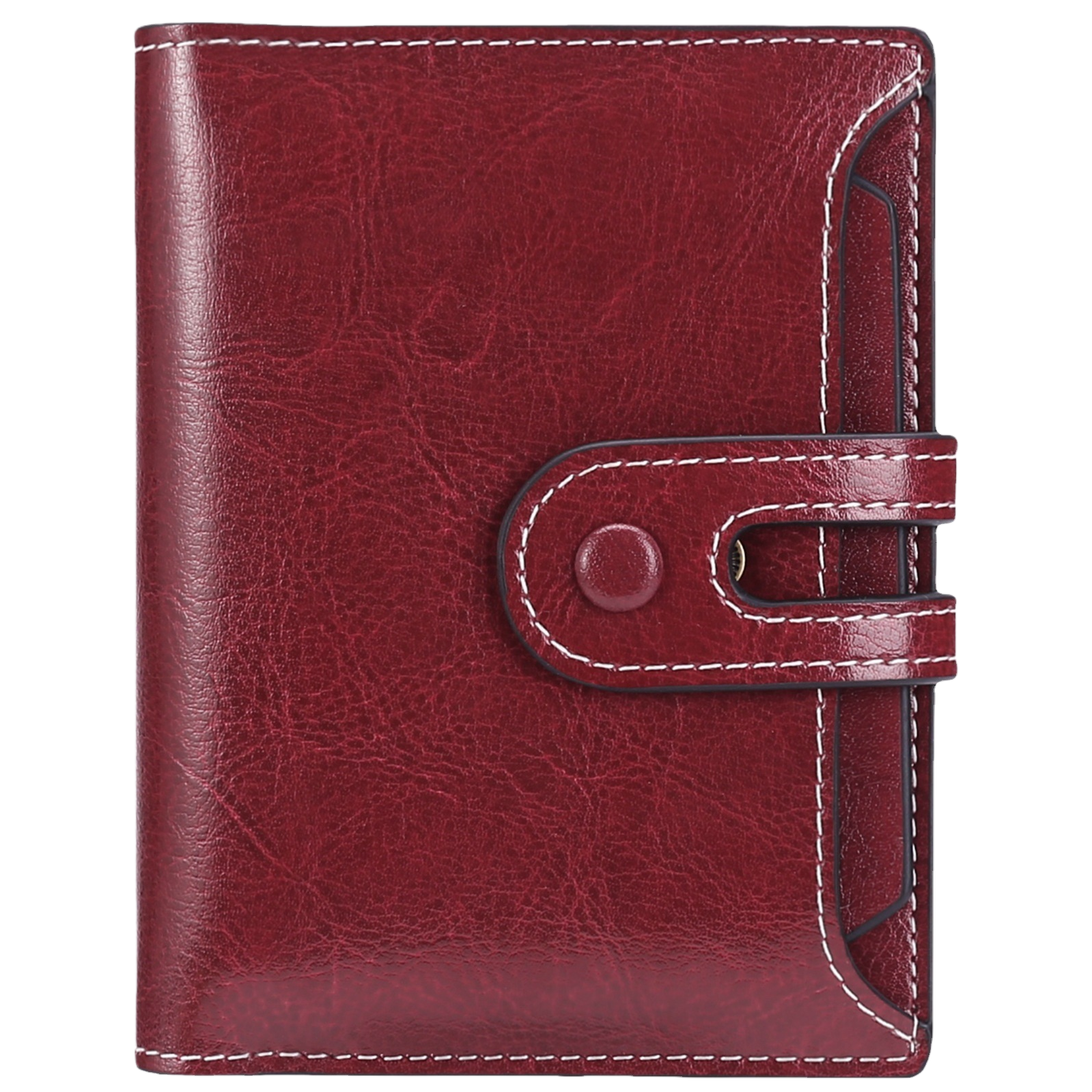 The wine-red genuine leather wallet for women is a long, simple, fashionable and versatile style Item Picture