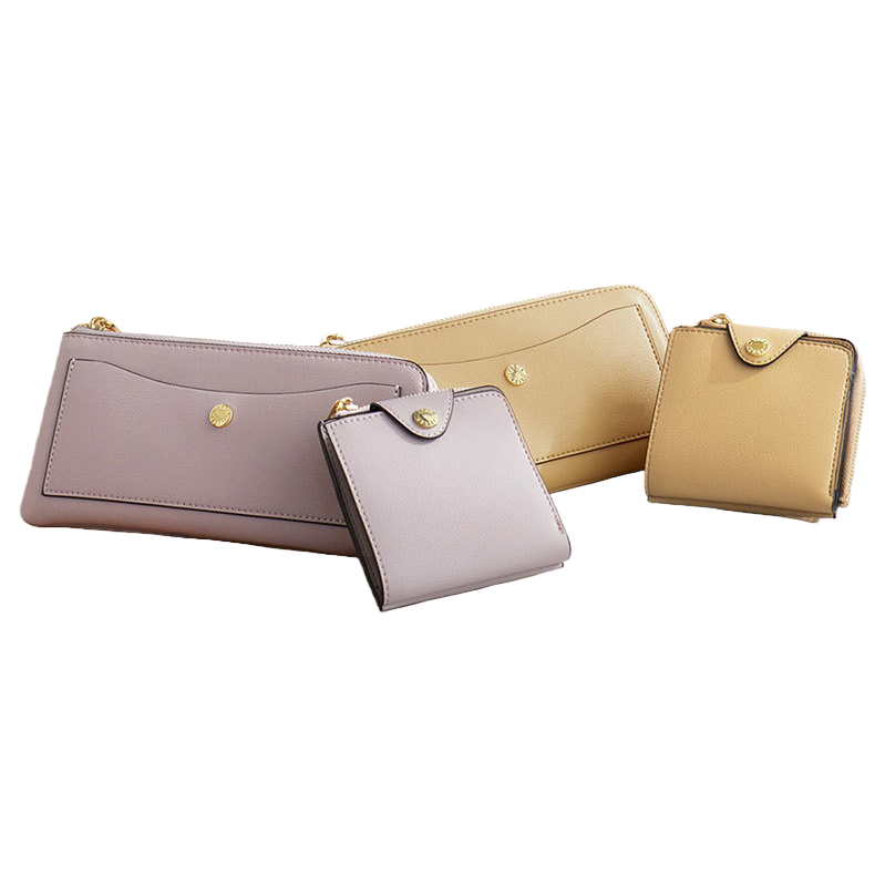 A simple and fashionable two-color accessory set of light purple and beige wallet for women Item Picture