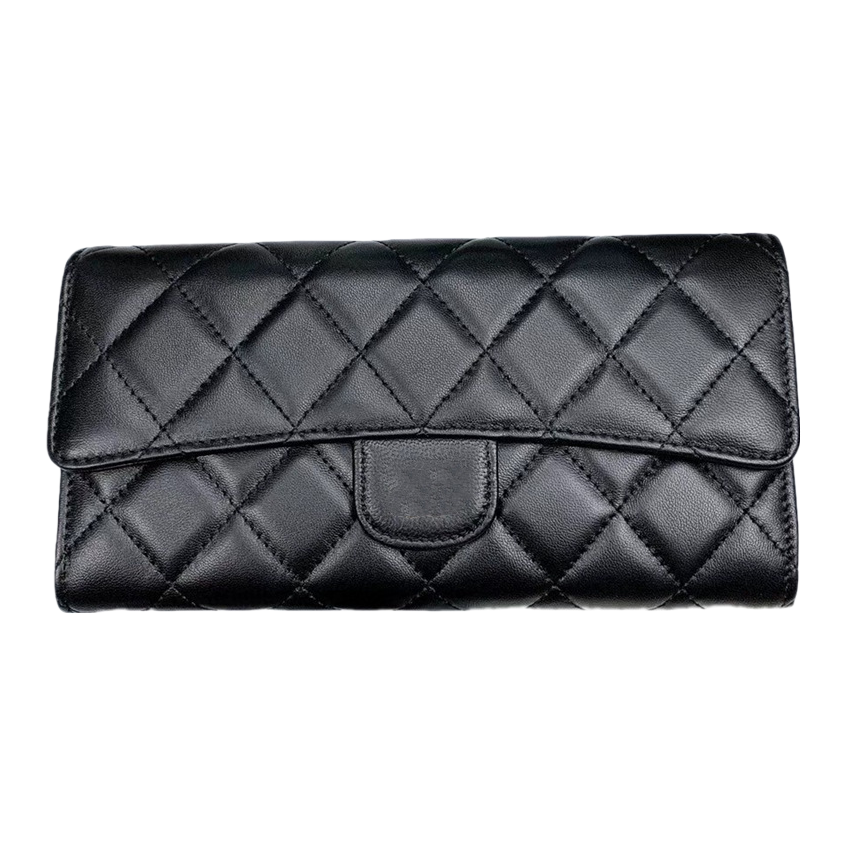 Black diamond-patterned genuine leather wallet for women, long style, simple and fashionable Item Picture