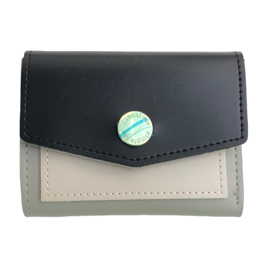 Black flip cover, grey base, genuine leather wallet, simple business, suitable for both men and women Item Picture