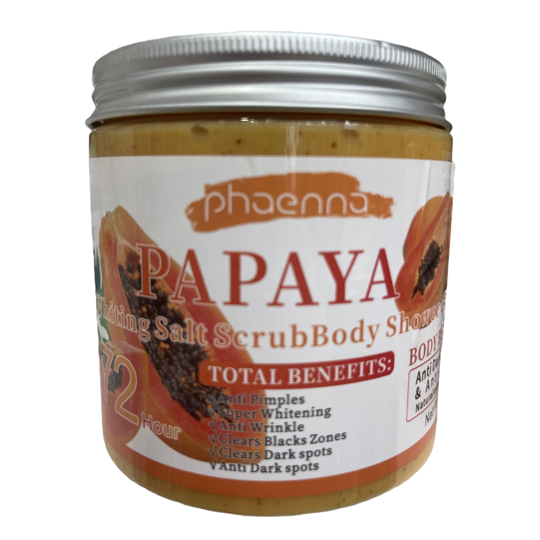 phaenna Bath Salt Scrub 500g Exfoliating Body Cream Gentle Rejuvenating (Turmeric, Papaya Version) Item Picture