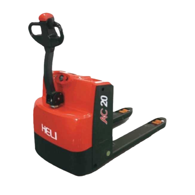 The red and black color electric pallet truck industrial handling forklift has a load capacity of 3 tons and can be lifted and lowered Item Picture