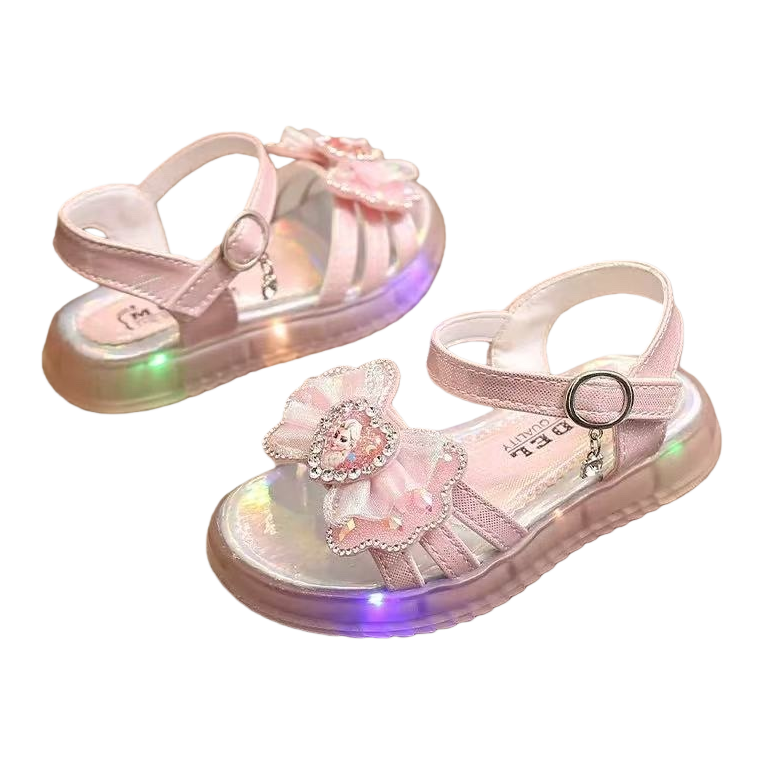 Pink luminous girls' sandals are breathable, anti-slip and comfortable, a new summer style Item Picture