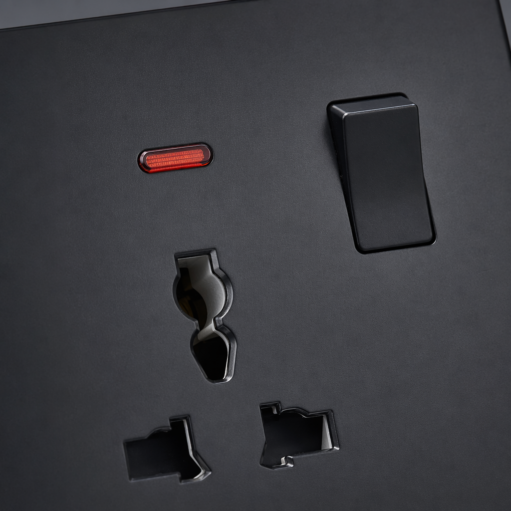 T5/T6 black 13A multi-functional socket panel wall switch panel outlet Application Scenario