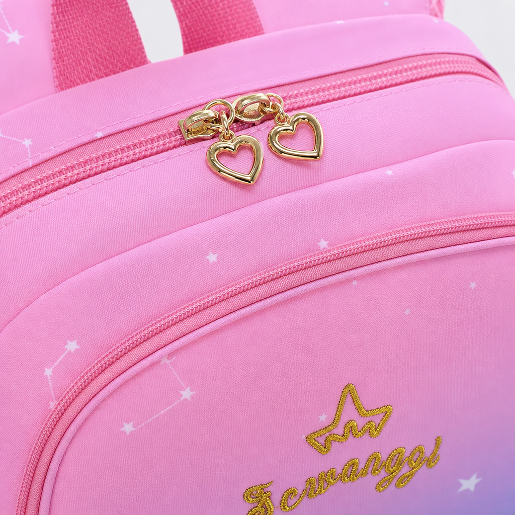This pink gradient blue starry sky pattern backpack is fashionable, lightweight and has a large capacity for student commuting Application Scenario