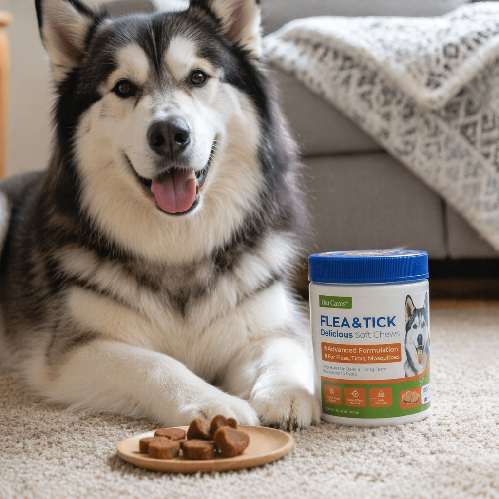 Pet Health Care Flea + Tick Soft Chewable Tablets 2nd Generation Pet Insect Repellent Gummy Candy cans details Picture