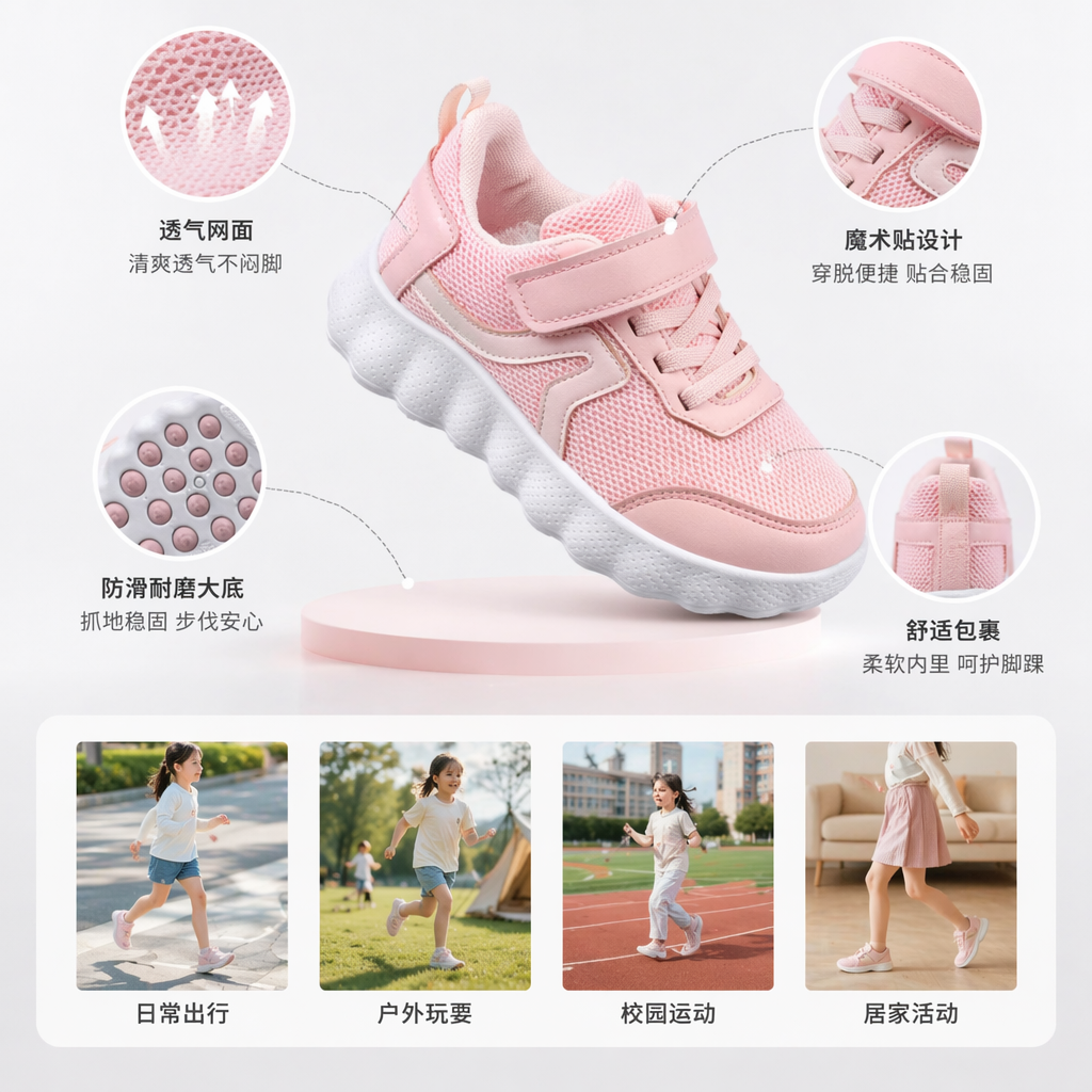 儿童运动鞋童运动鞋老爹鞋碎钉鞋透气