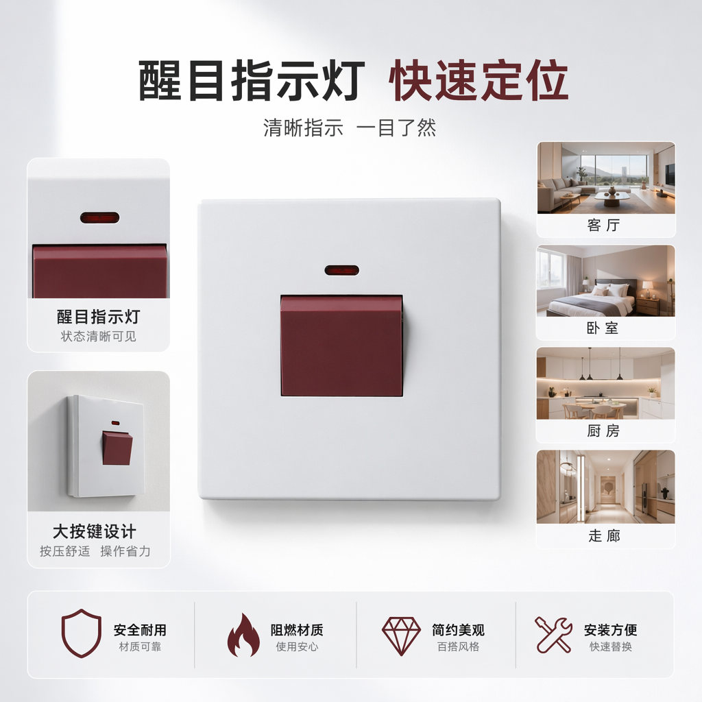 T5/T6白色45A墙壁插座 明装暗装通用 专供出口