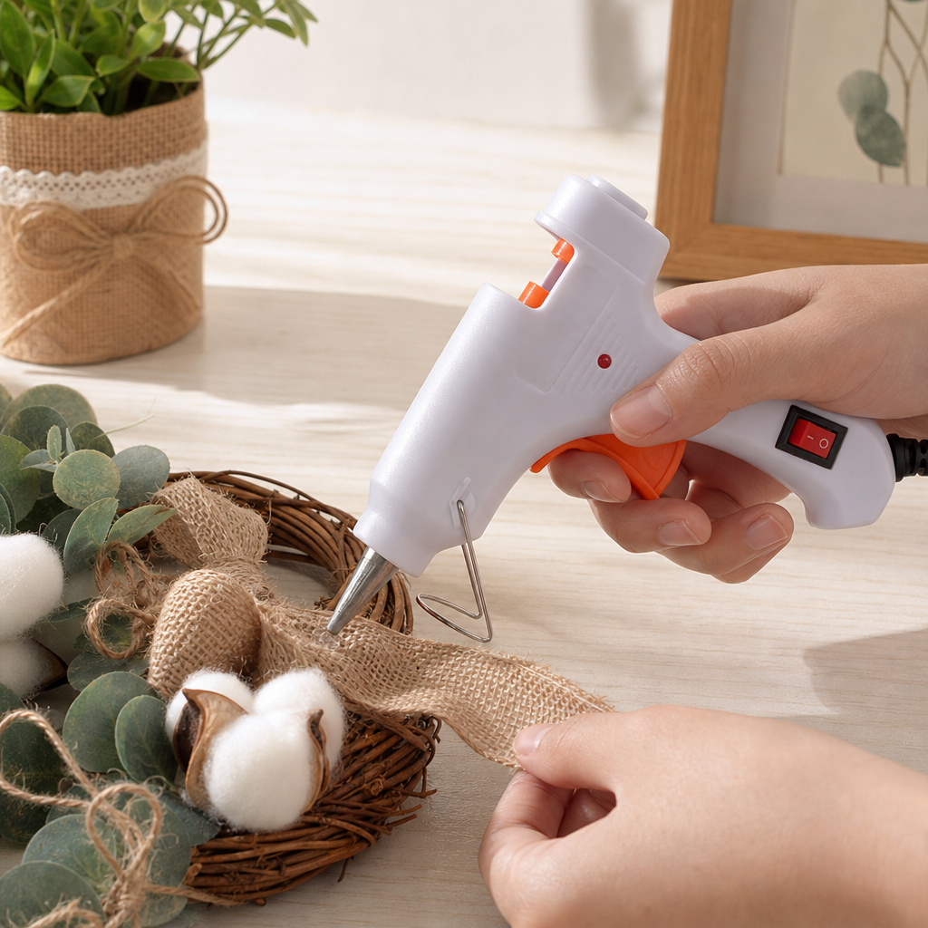 White hot melt glue gun, a handheld industrial-grade household DIY tool with rapid heating and constant temperature details Picture