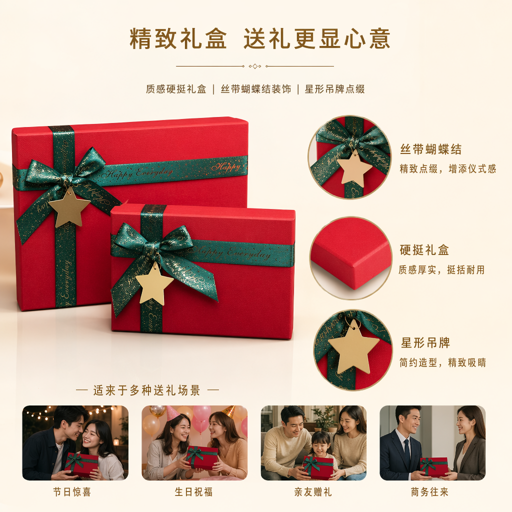 红色礼盒装精美礼品包装盒节日喜庆送礼优选