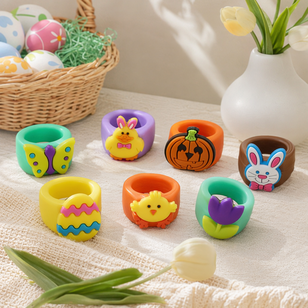 Colorful cartoon-shaped rings are fashionable and personalized accessories suitable for both men and women details Picture