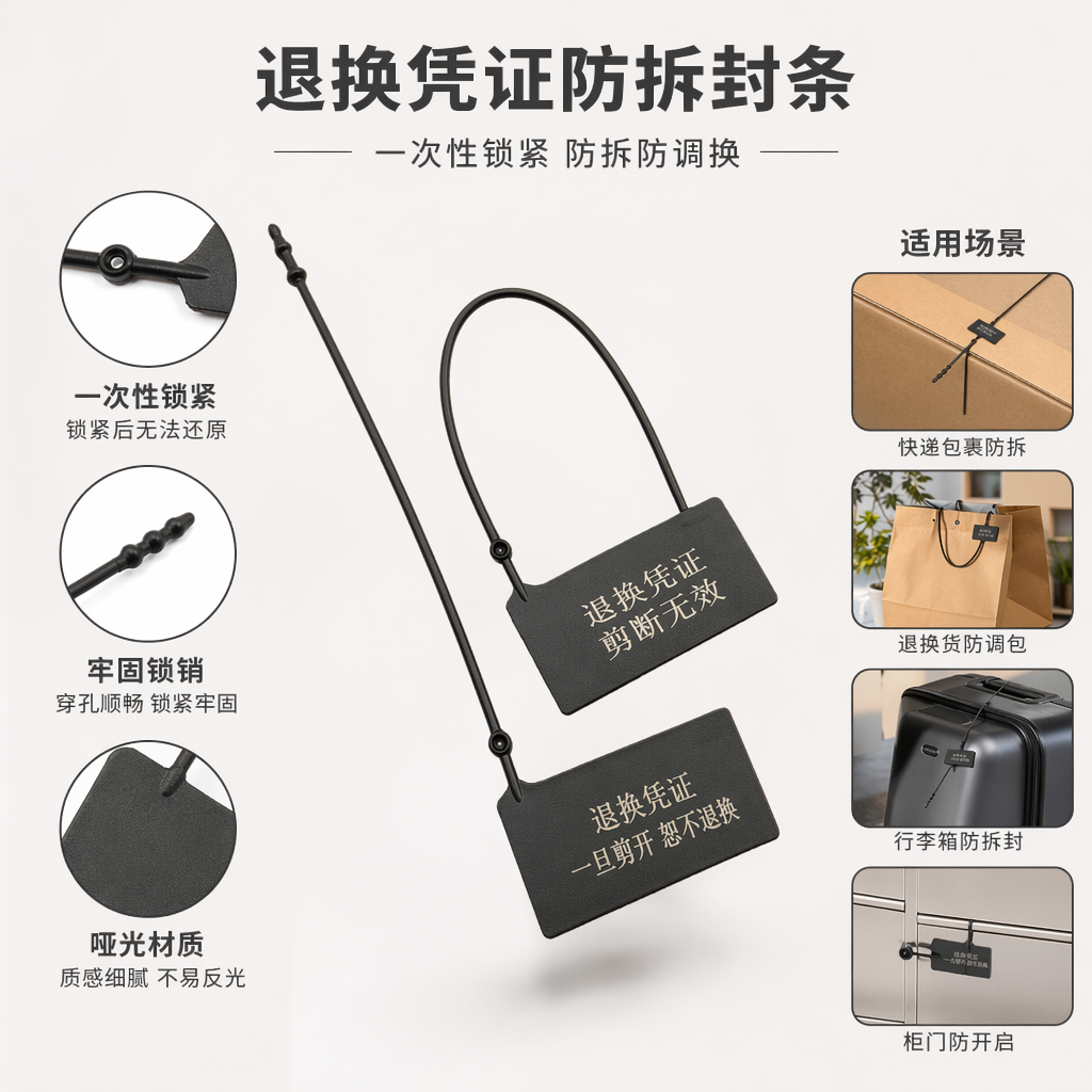 黑色封条标签 自粘防水防伪通用型多尺寸可定制