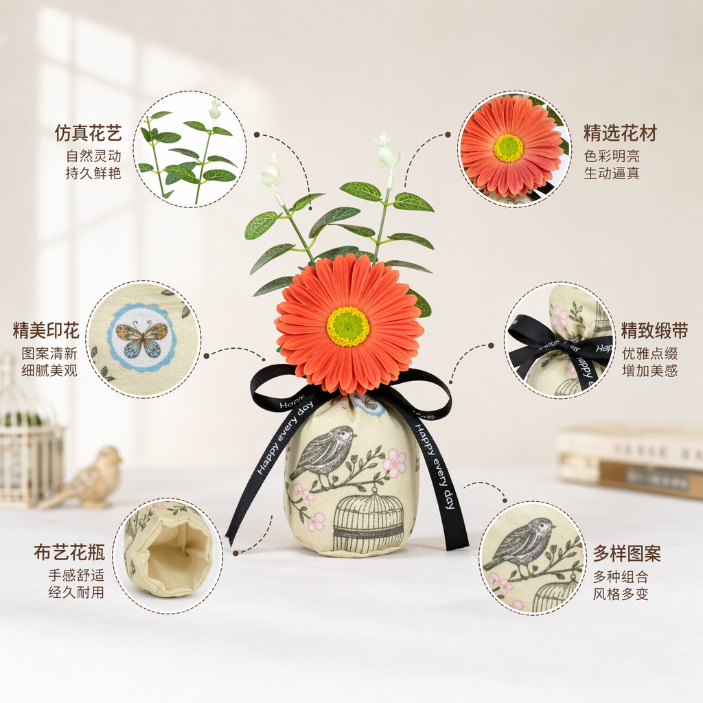 彩色花朵香草包天然干花香薰袋卧室衣柜除味清新假花花杆