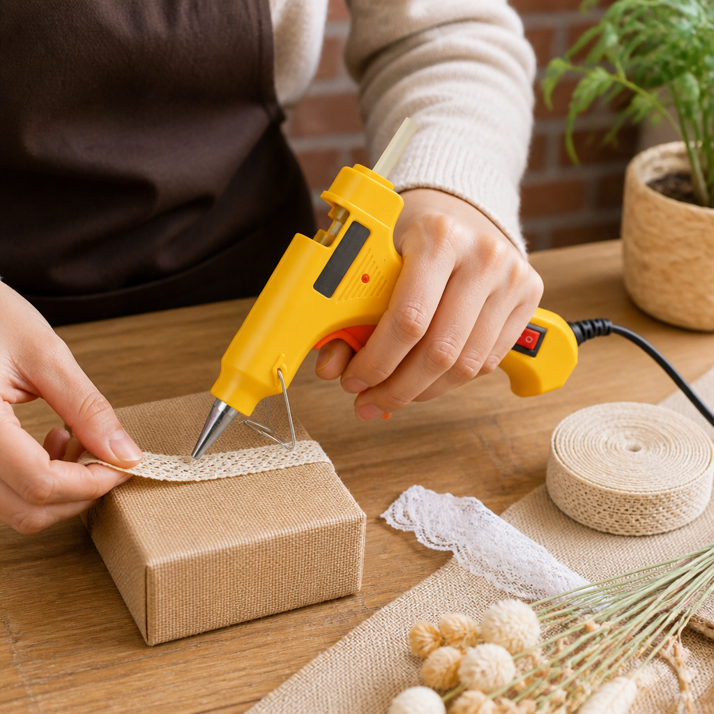 Yellow hot melt glue gun, handheld, rapid heating and constant temperature, specially designed for home and office DIY details Picture