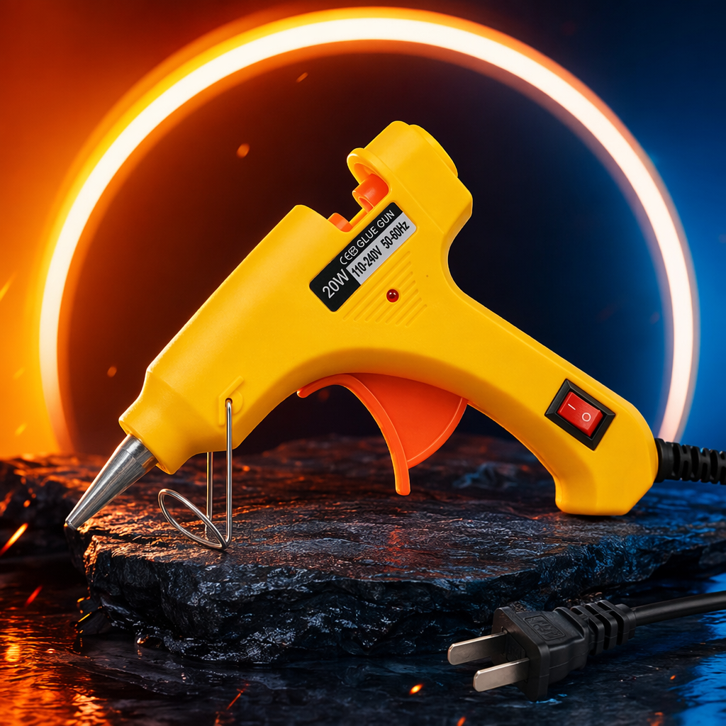 Yellow hot melt glue gun, handheld, rapid heating and constant temperature, specially designed for home and office DIY Specification image