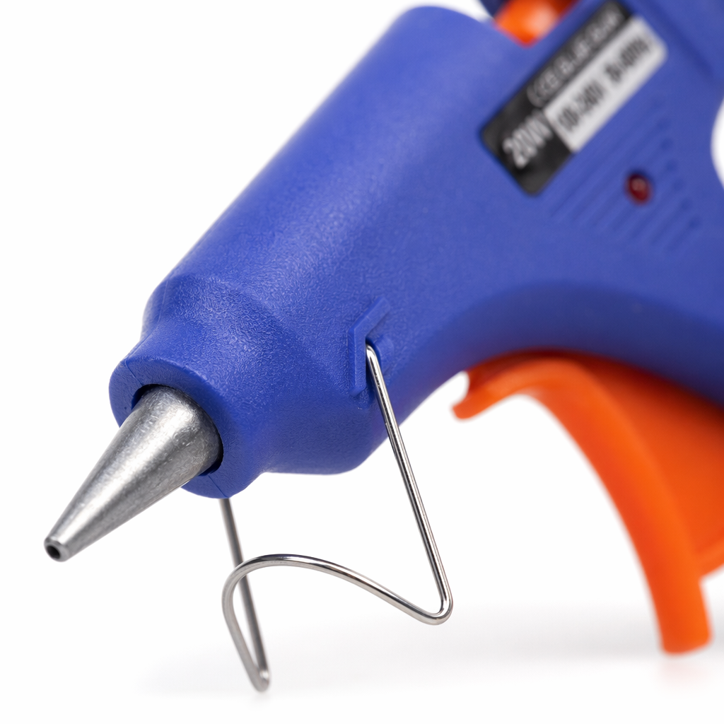 A 20W constant-temperature handheld hot melt glue gun in sapphire blue, a DIY home repair tool Application Scenario