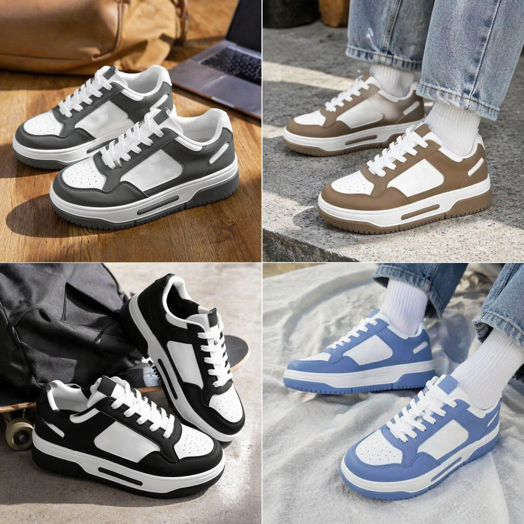 四款不同配色的运动鞋产品图
