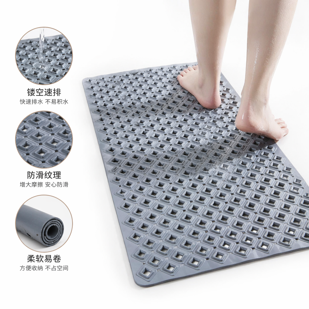 灰色防滑地垫 家用浴室厨房门垫吸水耐磨易清洁