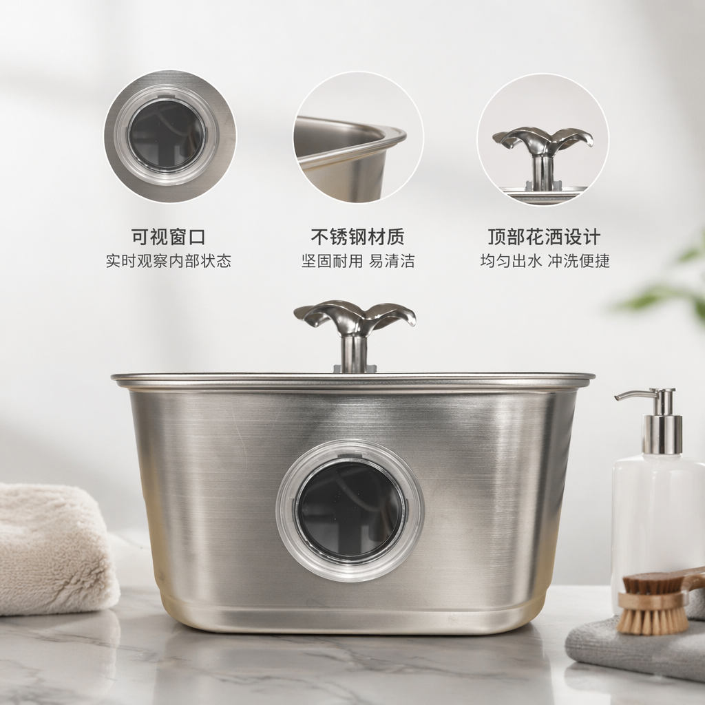 Silver stainless steel kitchen sink, single basin, large capacity, splash-proof, durable and easy to clean