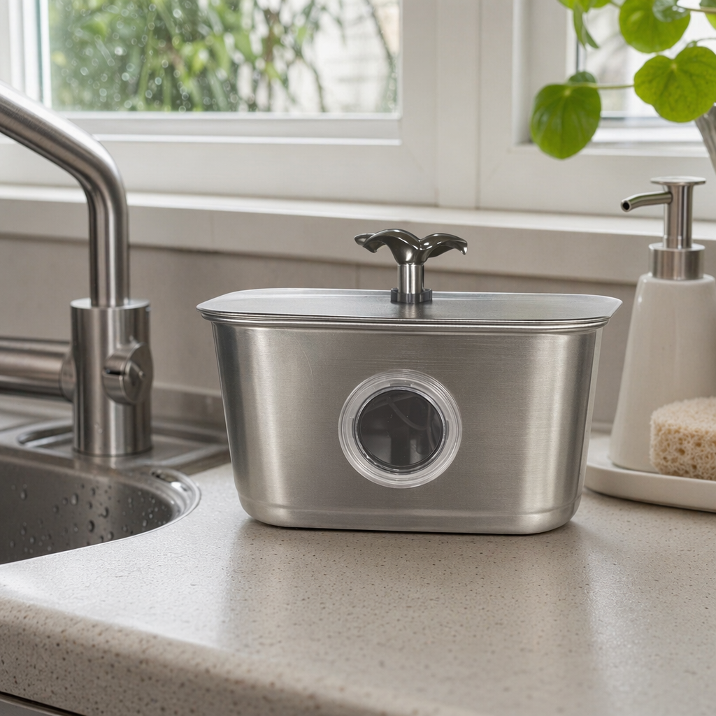 Silver stainless steel kitchen sink, single basin, large capacity, splash-proof, durable and easy to clean details Picture