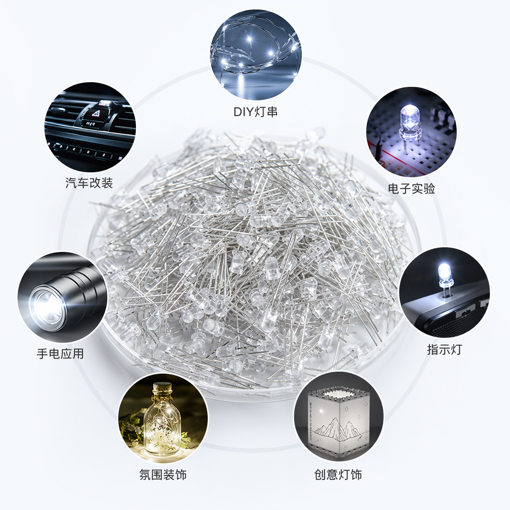 透明塑料袋装LED发光二极管元件 电子元器件直插式